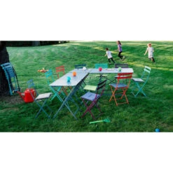 Chaise De Jardin Pliante FERMOB Bistro Métal - Bleu Acapulco -Tabouret Shop 010121 chaise jardin pliante fermob bistro metal bleu acapulco ambiance