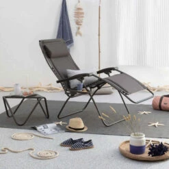 Fauteuil Relax Pliant LAFUMA RSX Clip Polycoton - Ardoise -Tabouret Shop lfm2037.8549 fauteuil relax pliant lafuma rsx clip polycoton ardoise ambiance