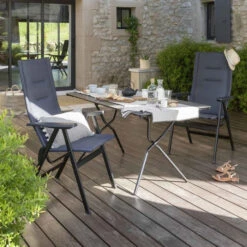 Fauteuil De Jardin Pliant LAFUMA Zen-It BeComfort - Gris Foncé -Tabouret Shop lfm2831 8902 fauteuil jardin lafuma zen it becomfort ambiance terrasse