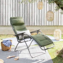Fauteuil Relax Pliant LAFUMA Futura BeComfort XL - Olive -Tabouret Shop lfm3131.9548 fauteuil relax pliant lafuma futura becomfort xl olive ambiance